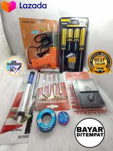 Promo 1 set Paket Lengkap Solder Tembak Listrik 20-200W + Set obeng + set pinset + Timah Solder + Pasta Solder + Multitester + Sedotan Timah -IMG