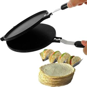 Tortilla Press Pan Non-Stick Flour Tortilla Press Heavy-Duty Aluminum Tortilla Dough Press Pan Roti Maker Taco Maker Taco Press Non-Stick Cooking Plates for Kitchen
