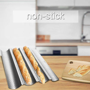 3/4 Slot French Bread Baking Mold Non Stick Carbon Steel Baguette Baking Tray