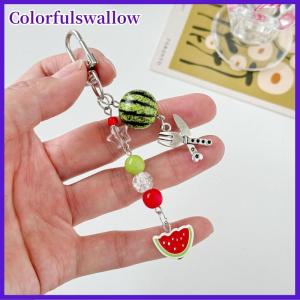 Colorfulswallow Dễ Thương Trái cây keychain sáng tạo mùa hè dưa hấu Mặt dây chuyền móc chìa khóa đính cườm điện thoại di động chống mất dây buộc túi trang trí Keyring