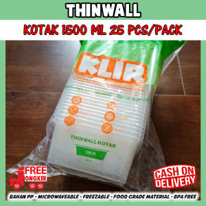 Thinwall KOTAK KLIR 1500 ml + Tutup cup dessert kue tart 1 pack isi 25 pcs anti bocor rapat ANTI PECAH / KOKOH / BENING / Kotak Makan Plastik