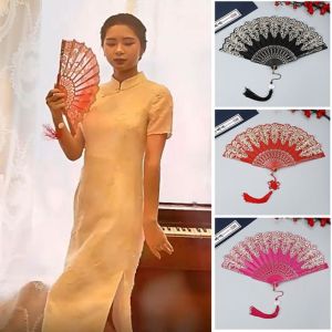 NEXTYOO Thêu Quạt gấp Nhiều màu sắc Đạo cụ ảnh Quà tặng quạt cầm tay Chất lượng cao Dập Quạt xếp vải cưới Trung Quốc Đồ trang trí tiệc cầm tay