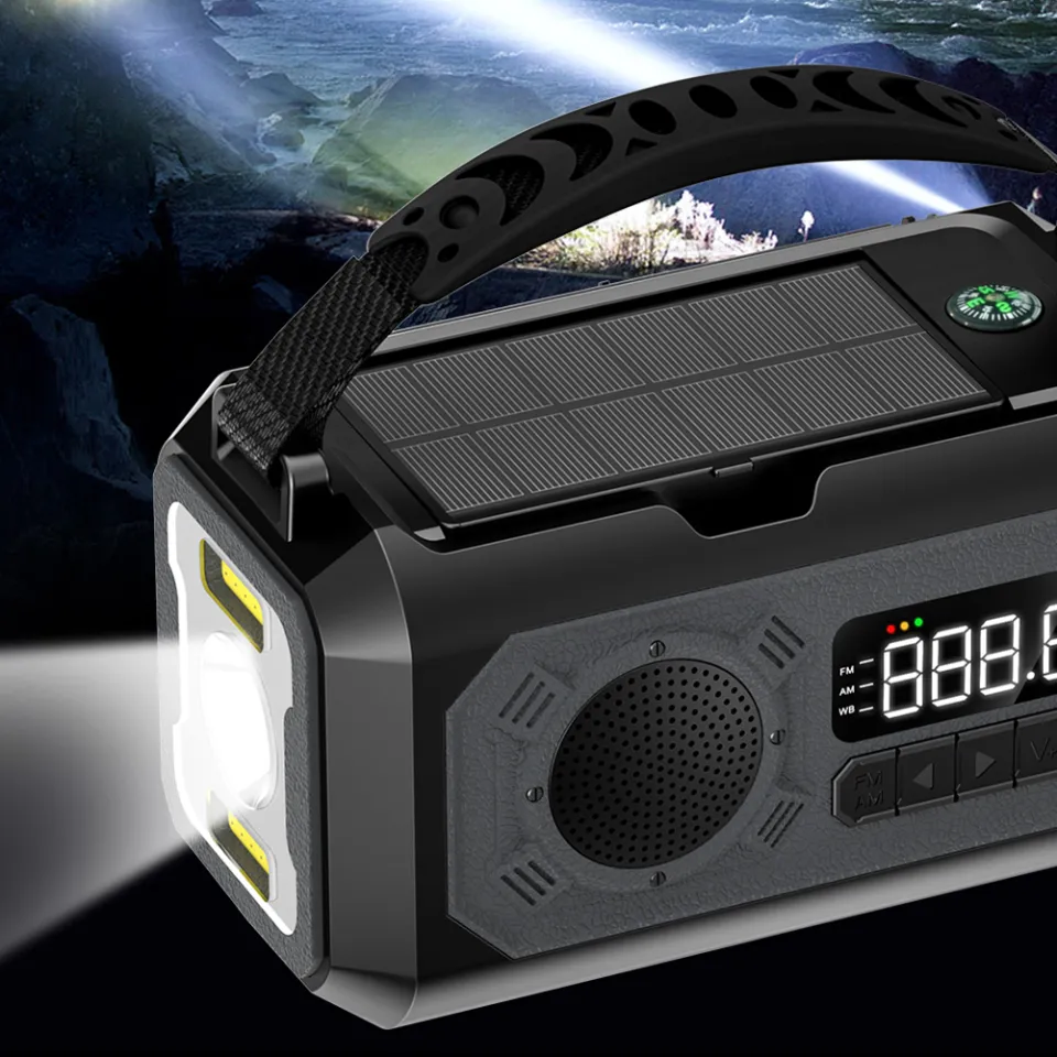 12000mAH Auto NOAA Emergency Weather Radio, Solar Hand Crank Radio