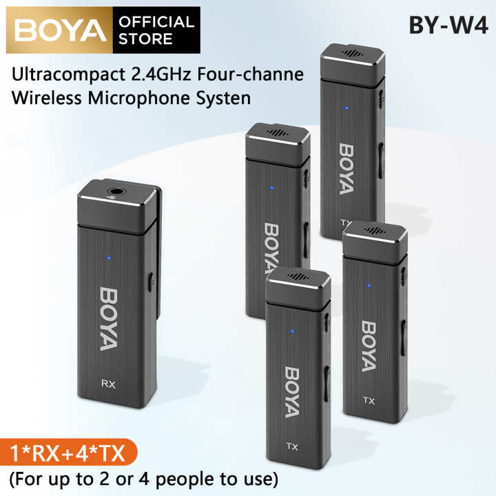 BOYA BY W4 2.4GHz Four Channel Wireless Microphone System 4 people