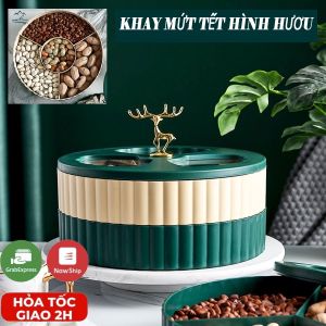 Khay Mứt Tết Hộp Bánh Kẹo Tết Cao Cấp Sang Trọng Hiện Đại Phong Cách Châu Âu Khay Mứt Hươu