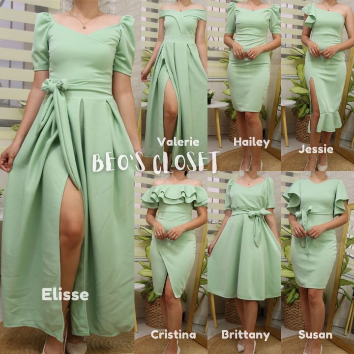 SAGE GREEN/ MINT GREEN NEOPRENE DRESS GOWN