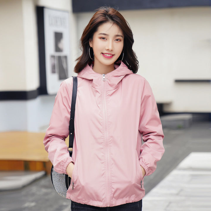 Women's Windbreaker Jacket Ladies Spring And Autumn Hooded Coat