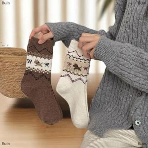 [COD] Buin 5 Pairs Autumn Winter New Vintage Dog Socks Bow Cartoon Cute Simple Color Middle Socks Fashionable Versatile Womens Socks
