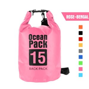(15L 20L 30L) Waterproof Bag Ocean Pack Dry Bag Backpack 2 Straps 100% Waterproof Roll Top Dry Sack 7 Sizes 12 Colors for Beach Swimming Kayaking Camping Travel Go bag