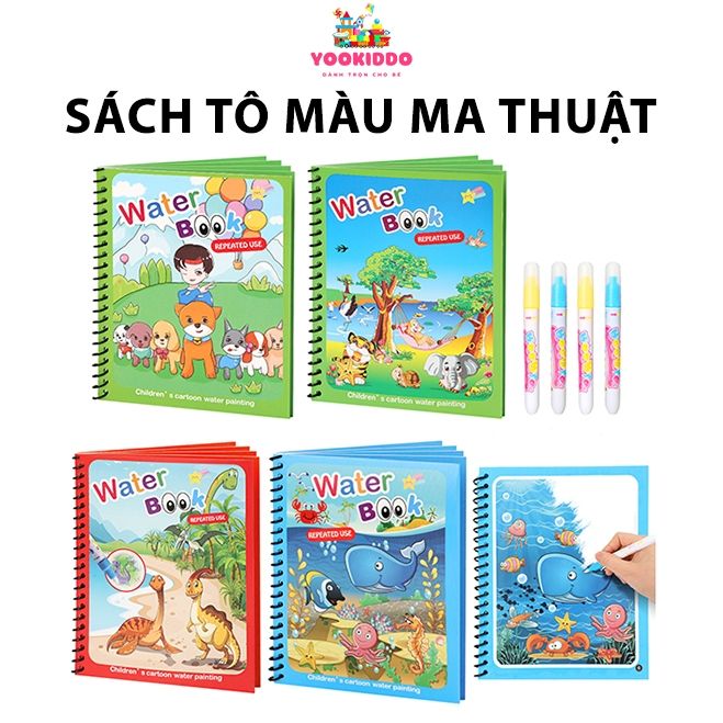 Sách tô màu ma thuật MAGIC WATER BOOK - Tranh tô màu nước cho bé dùng ...