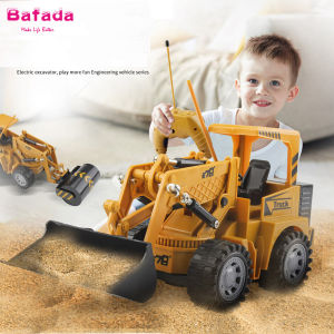 Bafada USB charging 1:24 Simulation Remote Control BulldozerStreet RollerPace carExcavator RC Crawler Tractor Toy5 Channel Construction Vehicle with Flashing LightsRotating Truck RC Car