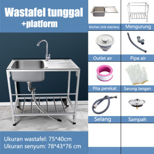 Indah dan tahan lama Wastafel portabel 304 stainless steel Wastafel Dengan Keran yang Bisa Disesuaikan Wastafel Cuci Piring Murah Kitchen Sink Bak cuci Piring Wastafel Dapur Lengkap