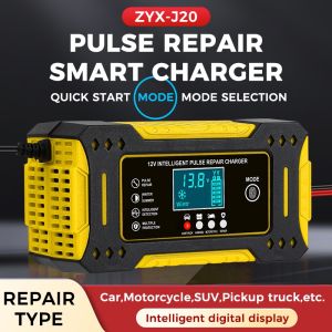 Full Automatic Car Battery Charger 12V 6A Intelligent Repair Fast Power Charging Digital LCD Display