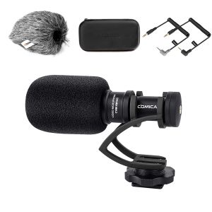 Camera MicrophoneComica CVM-VM10 II Professional Video Microphone with Shock Mount DeadcatCompact On-Camera Mic Compatible with Samsung Huawei Xiaomi iPhone 15 DSLR Camera