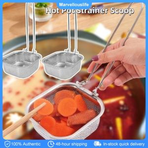 Stainless Steel Noodle Spoon with Hook Hot Pot Strainer Scoop Long Handle Pasta Boil Filter Basket