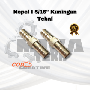 Nepel I Sambungan Selang Lurus 5/16 Inch Kuningan