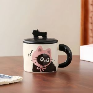 Cute Cat design ceramic Mug Cute Cat Ceramic Coffee Mug Aesthetic mug handle Birthday Gift Home Decorations