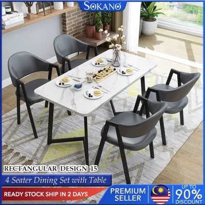 (READY STOCK MALAYSIA) SOKANO Home Prime HP027 Premium 4 Seater Modern Dining Set with Table Designer Grade (Available in Round/Square/Rectangular) Nordic Design Scandinavian Style Dining Table with 4 Chairs Meja Makan 4 Kerusi Perabot Moden
