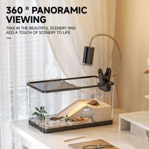 HEALMEYOU with Basking Platform Turtle Fish Tank Multi-purpose Decorative Aquatic Plants Reptile Tank Habitat Fashion Transparent Ecologicals Fish Tanks