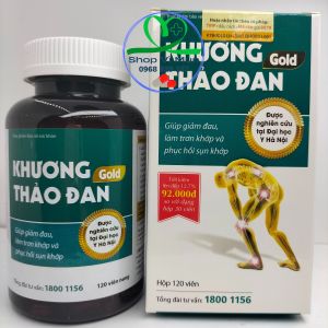 Viên xương khớp Khương Thảo Đan Gold lọ to 120 viên - Hỗ trợ làm trơn khớp và phục hồi sụn khớp làm chậm quá trình thoái hóa khớp thoái hoá đốt sống thoát vị đĩa đệm giảm đau nhức xương khớp