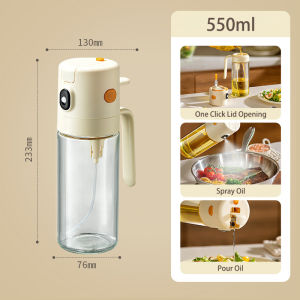Tầm nhìn 2 in1 dầu bình xịt dầu pourer 550ml dual-sử dụng chai nhớt chống rò rỉ phun và đổ Thùng chứa dầu thủy tinh gia dụng dụng cụ chiết dầu chai đựng gia vị dụng cụ nhà bếp