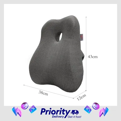 Ergonomic Memory Foam Lumbar Support Cushion with Breathable Fabric and Secure Straps for Office Chair Back Comfort