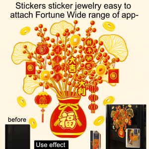 2026 New Year Lucky Money Tree Window Sticker No-adhesive door window festive stickers Horse Year Fortune Glass Static Stickers