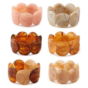 CHUN053634 Chunky Resin Bracelets Round Spliced Elastic Cord Beads Cuff Bangle Colorful Geometric Stretch Bangle for Women Hand Jewelry