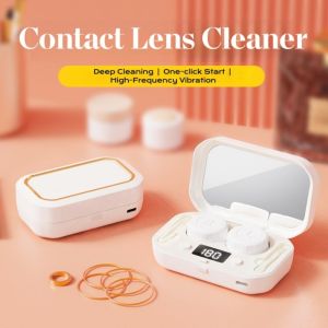 JPTD USB Rechargeable Ultrasonic Cleaning Machine Quick Portable Contact Lenses Cleaning Machine Mini Deep Cleaning Coloured Contact Lenses Stain Removal Machine Monthly Disposable