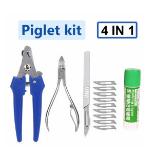 4 in 1 Pig Kit Piglets Tooth Cutter+ Piglet Castration Cutter Knife +Piglets Tail Cutter+ Animal crayon marker for pig farm