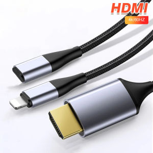 4K/60Hz Lightning to HDMI HDTV Cable for iPhone 17 - 11 Pro Max XS XR SE iPad Mobile Phone to Digital TV Adapter