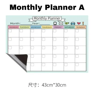 [SG SELLER] [FREE 1x MARKER] Monthly Planner A Magnetic Whiteboard Organiser Schedule To Do Checklist Planner