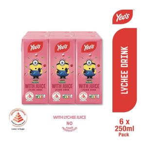 Yeos Lychee Packet Drink 250ML (Pack Of 6)
