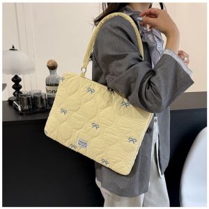 LIVELYN Puffy Laptop Sleeve Large Capacity 13-15.6inch Laptop Shoulder Bag Bowknot Shockproof Laptop Case Universal