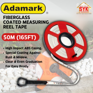 SYK Adamark 30M 50M 100M Fiberglass Measuring Tape A Type Retractable Portable Metric Measuring Tools Tali Ukur Jenis A