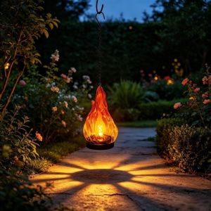 UNMEGONI Flame Effect Solar Lantern Atmosphere Decor Waterproof Flickering Flam Lights Portable Outdoor Lights Garden