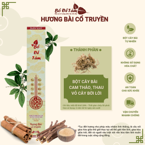Hương Nhang Bài cổ truyền Bồ Đề Tâm 68 nén dài 36 cm cháy 55 phút hương sạch an toàn hộp giấy