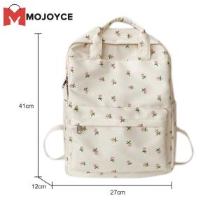 MOJOYCE Women College Backpack Canvas Floral Print Stylish Casual Bag Lightweight Durable for Daily Use Multi-Color