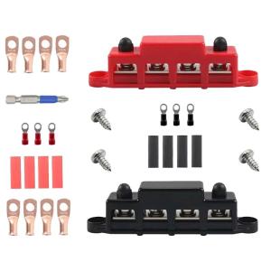 250A Electrical Busbars Box 8mm Stud Terminals With Cover Corrosion Resistant Power Distributor for Marine Vehicles Solar