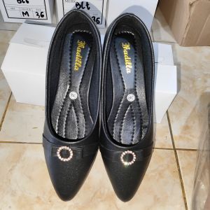Fadilla - Flatshoes Wanita Sepatu Kerja Pantofel Polos Hitam Pansus Import