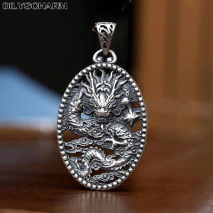 Dilyscharm 925 Bạc Thống Trị Dây chuyền mặt rồng Vòng cổ cho nam giới