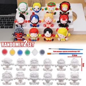 2 Bộ Pop Mart thạch cao hương liệu bảng điều khiển xe hơi tự làm bong bóng Mart Búp bê sơn đầy màu sắc trang trí Nước hoa 3D handmade graffiti Nước hoa thạch cao