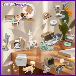 Fanzi อุปกรณ์ตกแต่งบ้านตุ๊กตาภูมิทัศน์ขนาดเล็กรูปต้นไม้สำหรับแมว1ชุดเครื่องประดับสำหรับแมวขนาดเล็ก