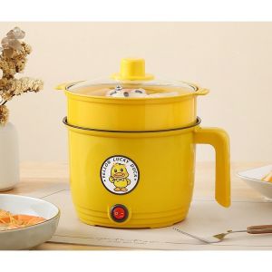 Nồi Lẩu Điện Mini 18CM Kèm Giá Hấp Inox Ca Nấu Mì Đa Năng