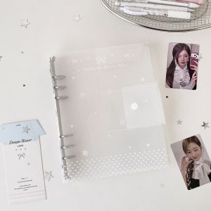 WENYOU Rộng 3 inch Bìa đựng tài liệu rời Họa tiết chấm bi Kích thước A5 Vỏ đựng bộ sưu tập photocard Di động Gáy lò xo Bộ dụng cụ tự làm sổ tay Dành cho thẻ bài thần tượng Kpop