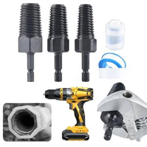 3 Piece Broken Bolt Extractor Nut Removal Set Suitable for 1/2 3/4 1 Inch Pipe Thread Repair with Hexagonal Shank Design