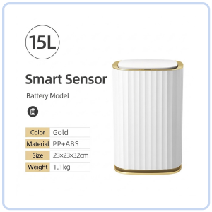 【Pure Care】 Smart Sensor Trash Can 15L / Automatic Lid Waste Bin / Ozone Deodorizing / IPX5 Waterproof