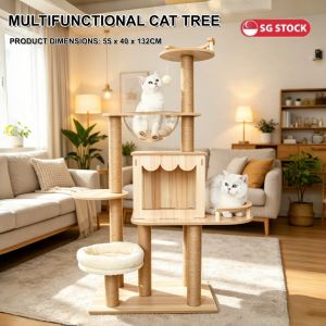 Cat Climbing Frame Multi Level Scratching Post Cat Bed Combo Space Saving Cat Playground For Small Homes