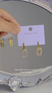 Gold Earrings For Women Trendy Simple Dainty 14K Gold Plated Paperclip Square Chain Link Dangle Hoops Earrings Pin Stud Huggie Earrings Lightweight Hypoallergenic Minimalist Aesthetic Gold Jewelry For Christmas Gifts