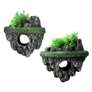 Set of 2 Natural Floating Aquascaping Stone For Fish Tanks Resin Decorations Safe Lightweight Design